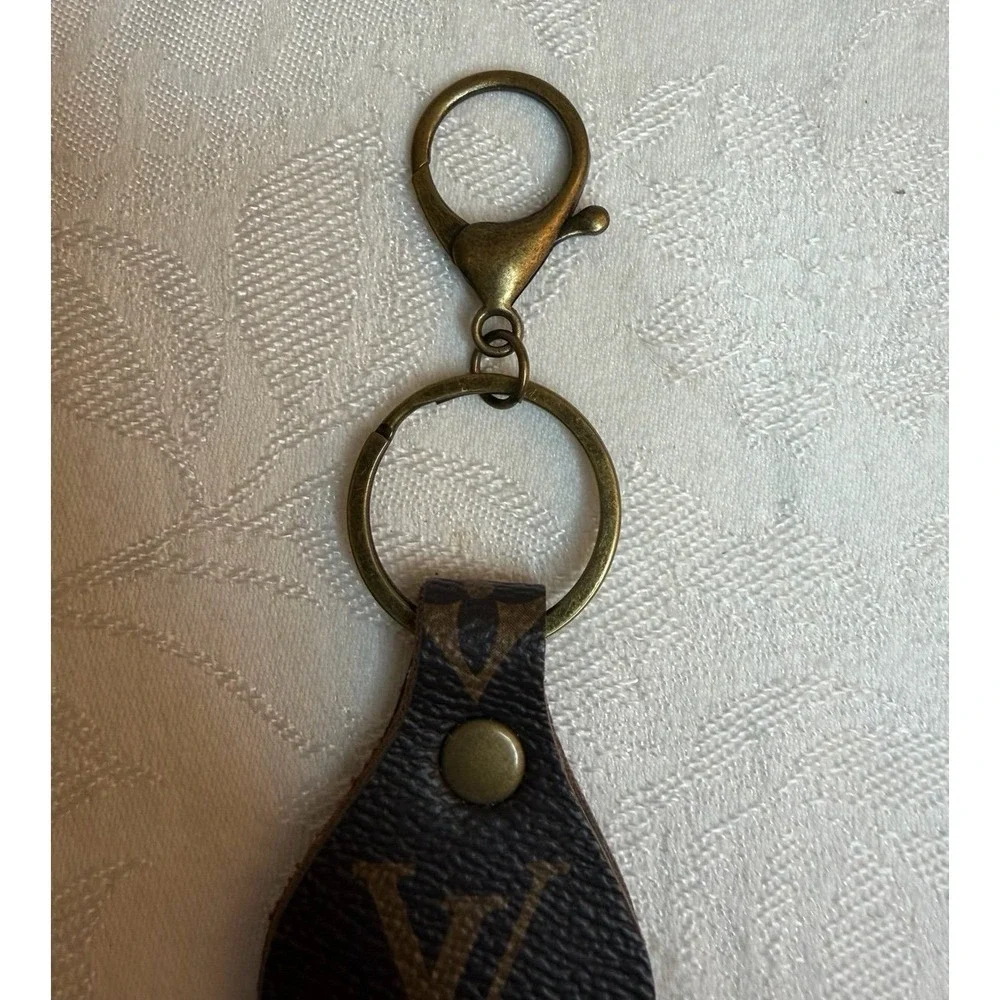 Keychain Key Holder Clip Chain Bag Charm Monogram Reworked Upcyled Vintage Y2K